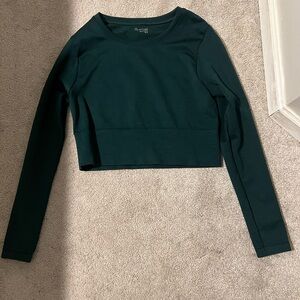 Aerie Dark Green Long Sleeve Crop Top
